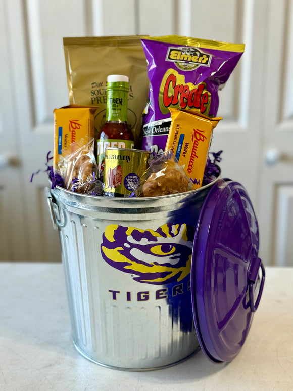 A LSU Trashcan of Snacks!