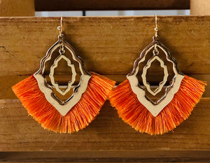 Sale Earrings: Orange Tassel