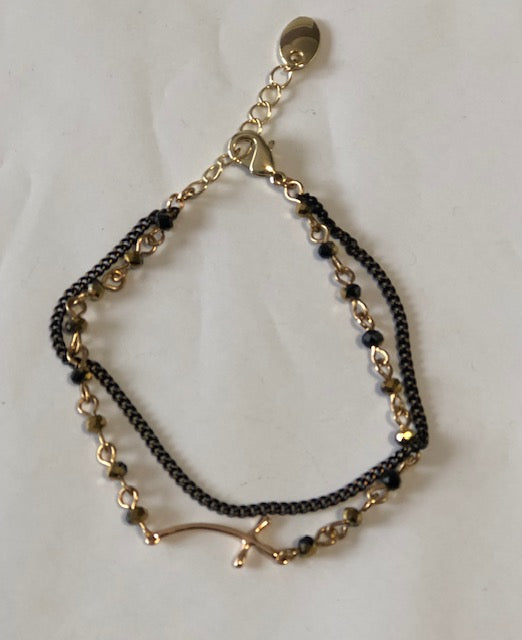 Black & Gold Cross Bracelet