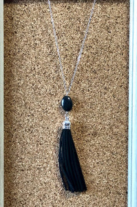 Black Leather Tassel Necklace
