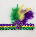 Mardi Gras FDL Sequin Headband with Feathers