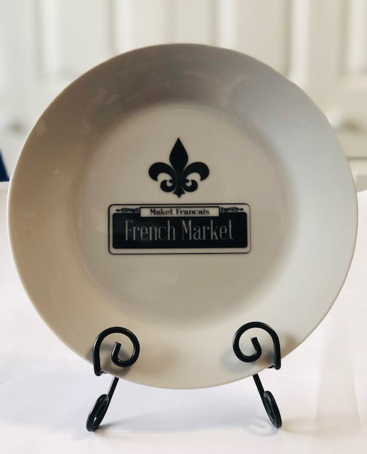 French Market Street Sign Dessert Plate