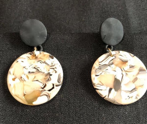 Black Ivory Dangle Disc earrings