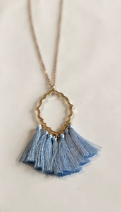 Light Blue Tassel Diamond Necklace