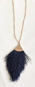 Navy Feather Necklace