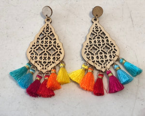 Multi color wood earrings