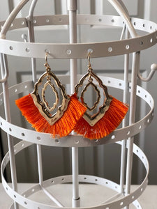 Orange Tassel Diamond Earrings
